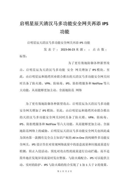 启明星辰防火墙 天清汉马USG防火墙配置手册