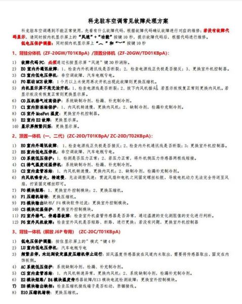 科龙空调故障代码 科龙中央空调故障代码大全