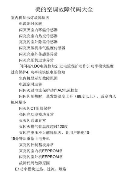 美的空调常见故障 美的空调常见故障代码大全