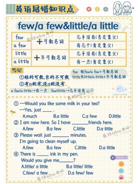 few和a few的区别是:few 和a few用法区别例句