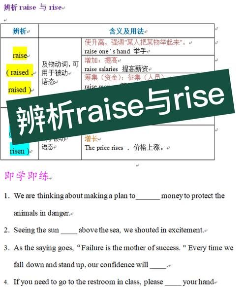 raise和rise的区别:raise和rise的区别是什么