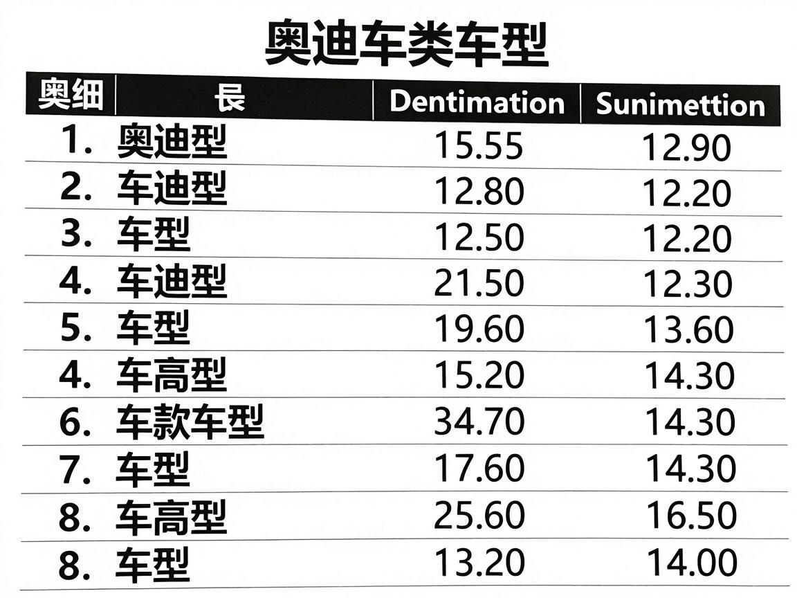 奥迪车型价格明细表,奥迪各类车型价格表
