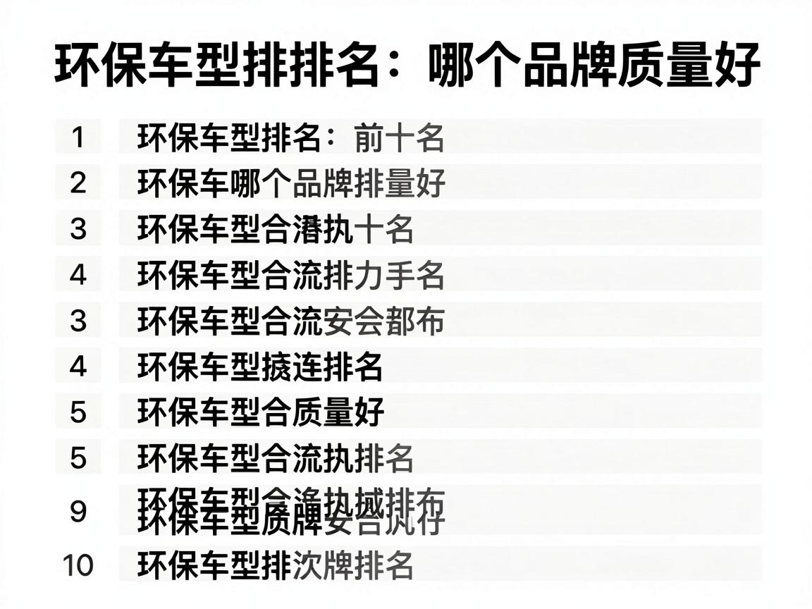 环保车型排名前十名,环保车哪个品牌质量好