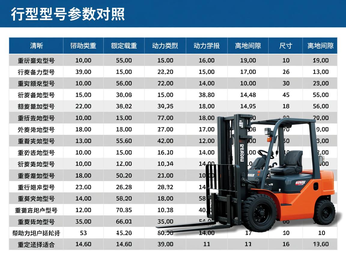 叉车型号和参数，叉车型号参数对照表